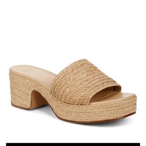 Vince Women's Margo Raffia Espadrille Block Heel Platform Sandals- worn 3x